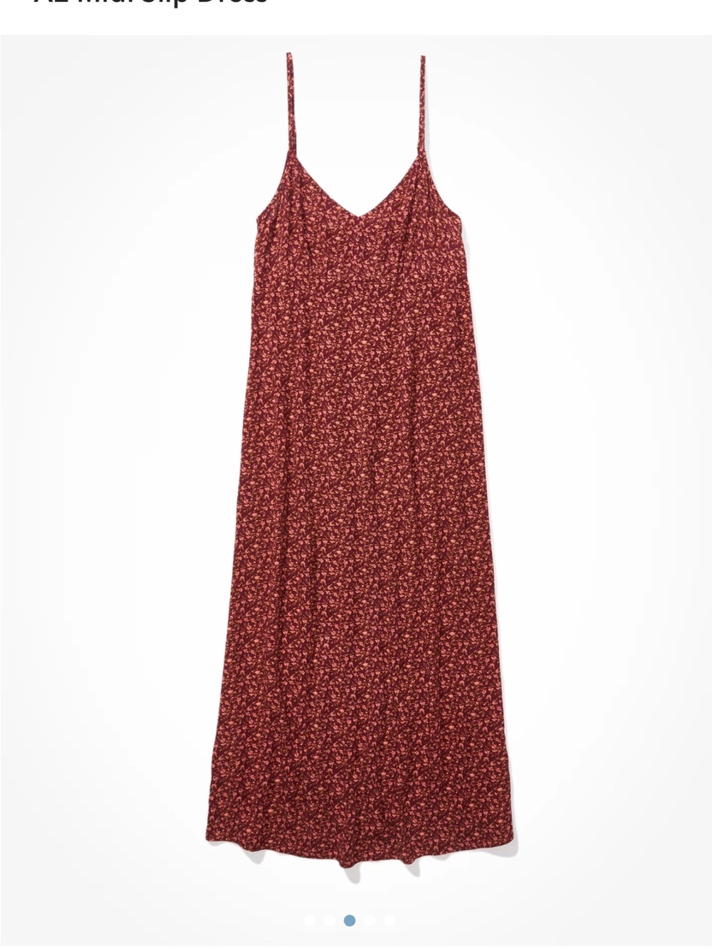 American Eagle Outfitters Burgundy Floral Slip Midi Dress